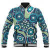 Australia Aboriginal Baseball Jacket - Blue Aboriginal Dot Art Inspired Baseball Jacket