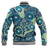 Australia Aboriginal Baseball Jacket - Blue Aboriginal Dot Art Inspired Baseball Jacket