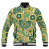 Australia Aboriginal Baseball Jacket - Yellow Aboriginal Dot Art Inspired Baseball Jacket