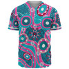 Australia Aboriginal Baseball Shirt - Pink Aboriginal Dot Art Inspired Baseball Shirt