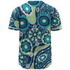 Australia Aboriginal Baseball Shirt - Blue Aboriginal Dot Art Inspired Baseball Shirt