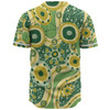 Australia Aboriginal Baseball Shirt - Yellow Aboriginal Dot Art Inspired Baseball Shirt