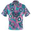 Australia Aboriginal Zip Polo Shirt - Pink Aboriginal Dot Art Inspired Zip Polo Shirt