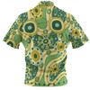 Australia Aboriginal Zip Polo Shirt - Yellow Aboriginal Dot Art Inspired Zip Polo Shirt