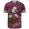 Manly Warringah Sea Eagles Christmas Custom Baseball Shirt - Let's Get Lit Chrisse Pressie Baseball Shirt
