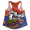 Newcastle Knights Christmas Custom Women Racerback Singlet - Let's Get Lit Chrisse Pressie Women Racerback Singlet