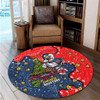 Sydney Roosters Christmas Custom Round Rug - Let's Get Lit Chrisse Pressie Round Rug