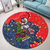 Sydney Roosters Christmas Custom Round Rug - Let's Get Lit Chrisse Pressie Round Rug