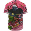 Penrith Panthers Christmas Custom Baseball Shirt - Let's Get Lit Chrisse Pressie Pink Baseball Shirt