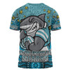 Cronulla-Sutherland Sharks Custom T-shirt - Custom With Aboriginal Inspired Style Of Dot Painting Patterns  T-shirt