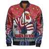 Sydney Roosters Custom Bomber Jacket - Custom With Aboriginal Inspired Style Of Dot Painting Patterns  Bomber Jacket