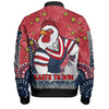 Sydney Roosters Custom Bomber Jacket - Custom With Aboriginal Inspired Style Of Dot Painting Patterns  Bomber Jacket