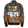 Wests Tigers Custom Bomber Jacket - Custom With Aboriginal Inspired Style Of Dot Painting Patterns  Bomber Jacket