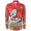 Redcliffe Dolphins Custom Long Sleeve Shirt - Custom With Aboriginal Inspired Style Of Dot Painting Patterns  Long Sleeve Shirt