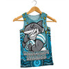 Cronulla-Sutherland Sharks Custom Men Singlet - Custom With Aboriginal Inspired Style Of Dot Painting Patterns  Men Singlet