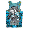 Cronulla-Sutherland Sharks Custom Men Singlet - Custom With Aboriginal Inspired Style Of Dot Painting Patterns  Men Singlet