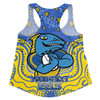 Parramatta Eels Custom Women Racerback Singlet - Custom With Aboriginal Inspired Style Of Dot Painting Patterns  Women Racerback Singlet