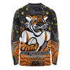 Wests Tigers Custom Long Sleeve T-shirt - Custom With Aboriginal Inspired Style Of Dot Painting Patterns  Long Sleeve T-shirt