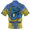 Parramatta Eels Custom Zip Polo Shirt - Custom With Aboriginal Inspired Style Of Dot Painting Patterns  Zip Polo Shirt