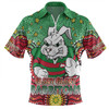 South Sydney Rabbitohs Zip Polo Shirt - Custom With Aboriginal Inspired Style Of Dot Painting Patterns  Zip Polo Shirt