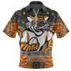 Wests Tigers Custom Zip Polo Shirt - Custom With Aboriginal Inspired Style Of Dot Painting Patterns  Zip Polo Shirt