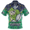 Canberra Raiders Custom Zip Polo Shirt - Custom With Aboriginal Inspired Style Of Dot Painting Patterns  Zip Polo Shirt