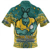 Australia Wallabies Custom Zip Polo Shirt - Custom With Aboriginal Inspired Style Of Dot Painting Patterns  Zip Polo Shirt