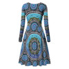Australia Aboriginal Long Sleeve Summer Dress - Blue Vector Painting Showcasing Aboriginal Dot Artwork Dress