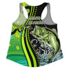 Australia Fishing Aboriginal Fishing Custom Women Racerback Singlet - Rise And Shine A Bass Fish Jumps Out Of Water And Aboriginal Patterns Inspired Women Racerback Singlet