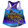 Australia Fishing Aboriginal Fishing Custom Women Racerback Singlet - Hooked On Fishing With Aboriginal Patterns Women Racerback Singlet