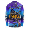 Australia Fishing Aboriginal Fishing Custom Long Sleeve T-shirt - Hooked On Fishing With Aboriginal Patterns Long Sleeve T-shirt