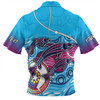Australia Fishing Aboriginal Fishing Custom Zip Polo Shirt - Fishaholic With The Dhari Symbol And Aboriginal Pattern Zip Polo Shirt
