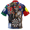 Australia Sport Darts Custom Polo Shirt - Dart Board And Australia Flag Patterns With Kangaroo Drinking Art Polo Shirt