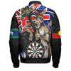 Australia Sport Darts Custom Bomber Jacket - Dart Board And Australia Flag Patterns With Kangaroo Drinking Art Bomber Jacket