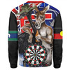 Australia Sport Darts Custom Sweatshirt - Dart Board And Australia Flag Patterns With Kangaroo Drinking Art Sweatshirt