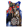 Australia Sport Darts Custom Men Singlet - Dart Board And Australia Flag Patterns With Kangaroo Drinking Art Men Singlet