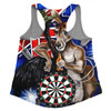 Australia Sport Darts Custom Women Racerback Singlet - Dart Board And Australia Flag Patterns With Kangaroo Drinking Art Women Racerback Singlet