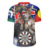 Australia Sport Darts Custom Rugby Jersey - Dart Board And Australia Flag Patterns With Kangaroo Drinking Art Rugby Jersey