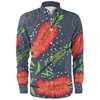 Australia Flowers Aboriginal Long Sleeve Shirt - Red Bottle Brush Tree Depicted In Aboriginal Style Long Sleeve Shirt