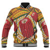 Australia Flowers Aboriginal Baseball Jacket - Aboriginal Dot Painting With Red Banksia Flower Baseball Jacket