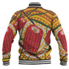 Australia Flowers Aboriginal Baseball Jacket - Aboriginal Dot Painting With Red Banksia Flower Baseball Jacket