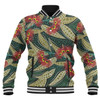 Australia Flowers Aboriginal Baseball Jacket - Aboriginal Dot Art of Australian Native Eucalyptus Plant Baseball Jacket