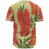Australia Flowers Aboriginal Baseball Shirt - Aboriginal Painting Red Bottle Brush Tree Baseball Shirt