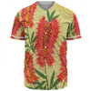Australia Flowers Aboriginal Baseball Shirt - Aboriginal Painting Red Bottle Brush Tree Baseball Shirt