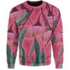 Australia Flowers Aboriginal Sweatshirt - Aboriginal Dot Art Of Australian Native Eucalyptus Tree Branch Sweatshirt