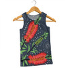 Australia Flowers Aboriginal Men Singlet - Red Bottle Brush Tree Depicted In Aboriginal Style Men Singlet