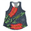 Australia Flowers Aboriginal Women Racerback Singlet - Red Bottle Brush Tree Depicted In Aboriginal Style Women Racerback Singlet