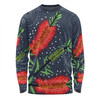 Australia Flowers Aboriginal Long Sleeve T-shirt - Red Bottle Brush Tree Depicted In Aboriginal Style Long Sleeve T-shirt