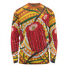 Australia Flowers Aboriginal Long Sleeve T-shirt - Aboriginal Dot Painting With Red Banksia Flower Long Sleeve T-shirt