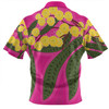 Australia Flowers Aboriginal Zip Polo Shirt - Australian Yellow Wattle Flowers Painting In Aboriginal Dot Art Style Zip Polo Shirt